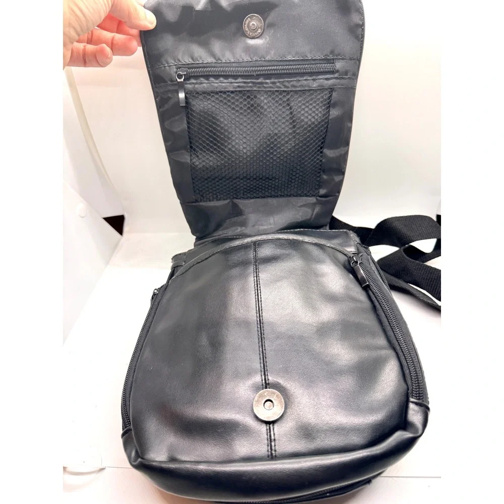 Buxton Black Genuine Leather Crossbody Bag Messenger Travel Multi-Pocket‎ Slim